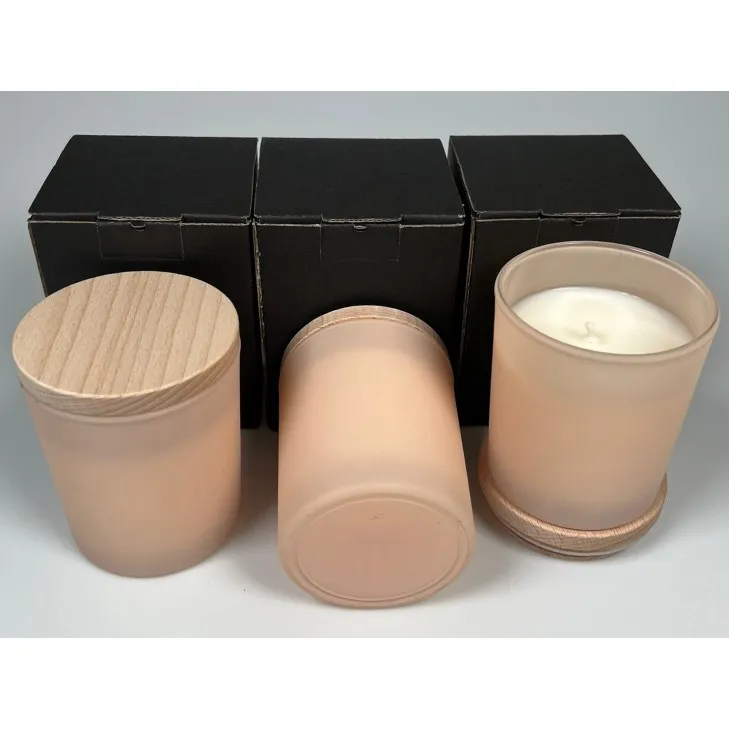 Świeca sojowa zapachowa w szkle łososiowy mat - bawełniany knot 245 ml